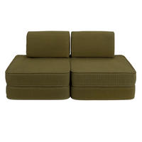 KINDERSOFA AESTHETIC 120 cm Cord Khaki 4 Stk - Grün, Textil (60/12.5/120cm) - MeowBaby