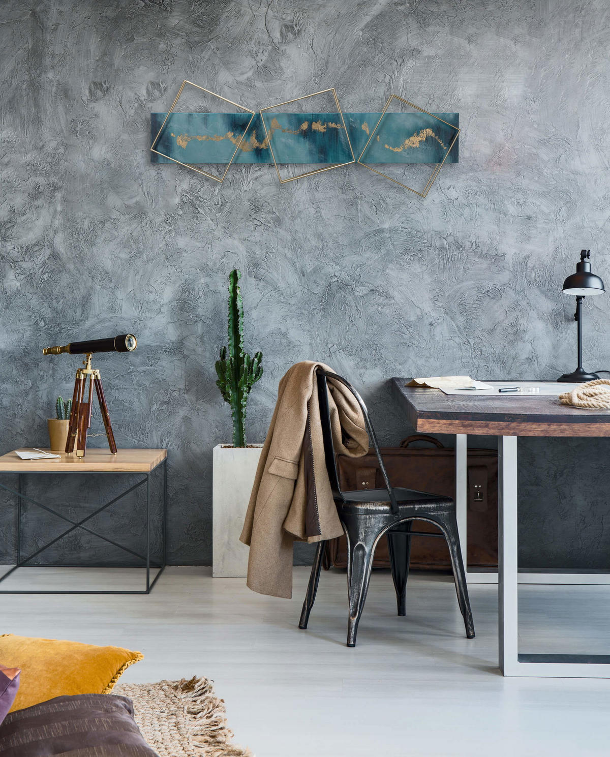 WANDDEKO Blau 120/40 cm - Blau, Metall (2.2/40/6cm) - KUNSTLOFT