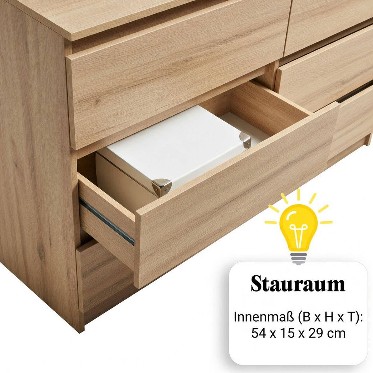 KOMMODE mit 6 Schubladen 120 cm breit in Sonoma - Sonoma Eiche, Holzwerkstoff (120/78/35cm) - Home Collective