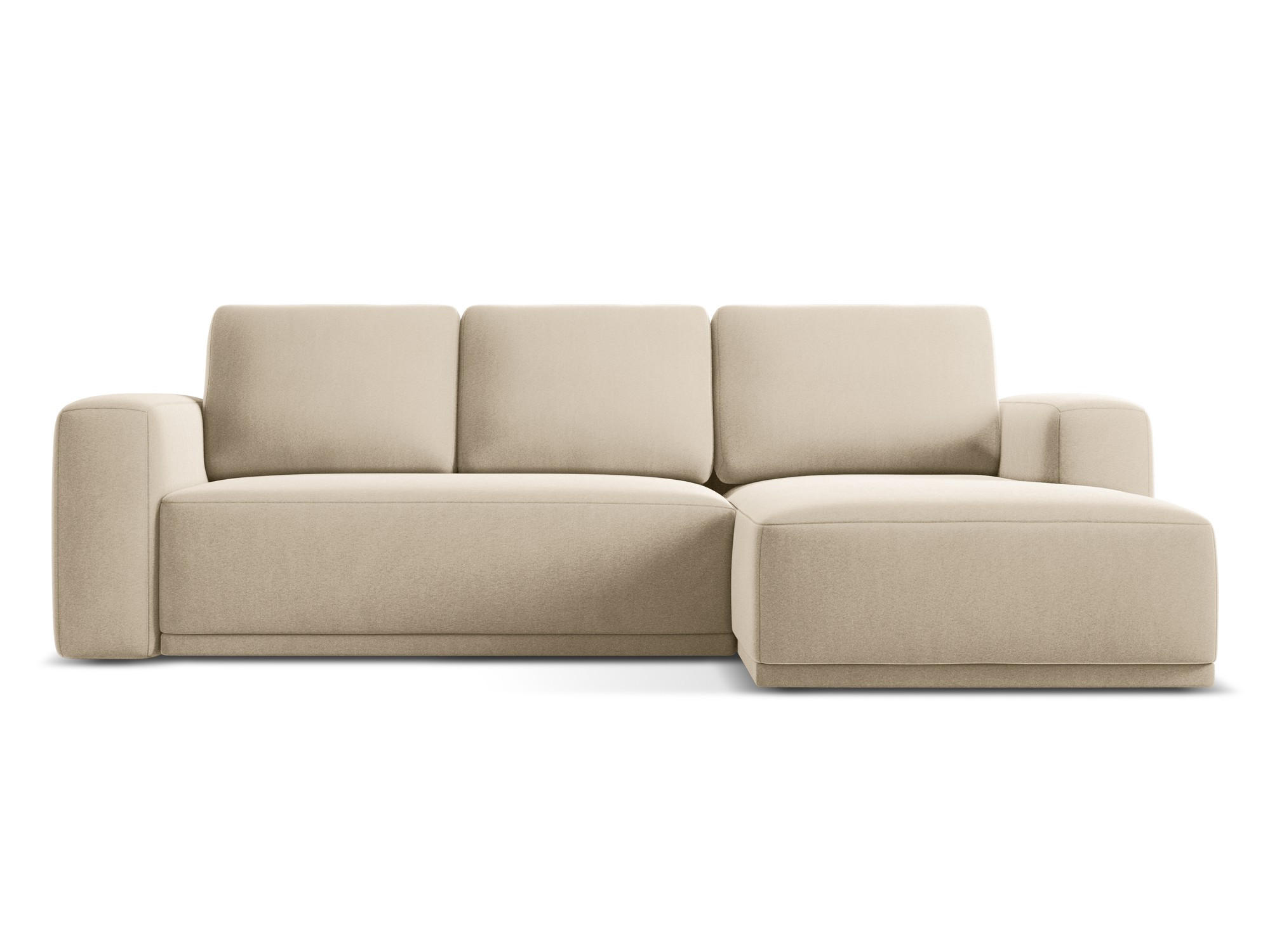 ECKSOFA mit Schlaffunktion Samt Stoff Beige - Beige/Creme, Kunststoff/Textil (258/160cm) - Makamii