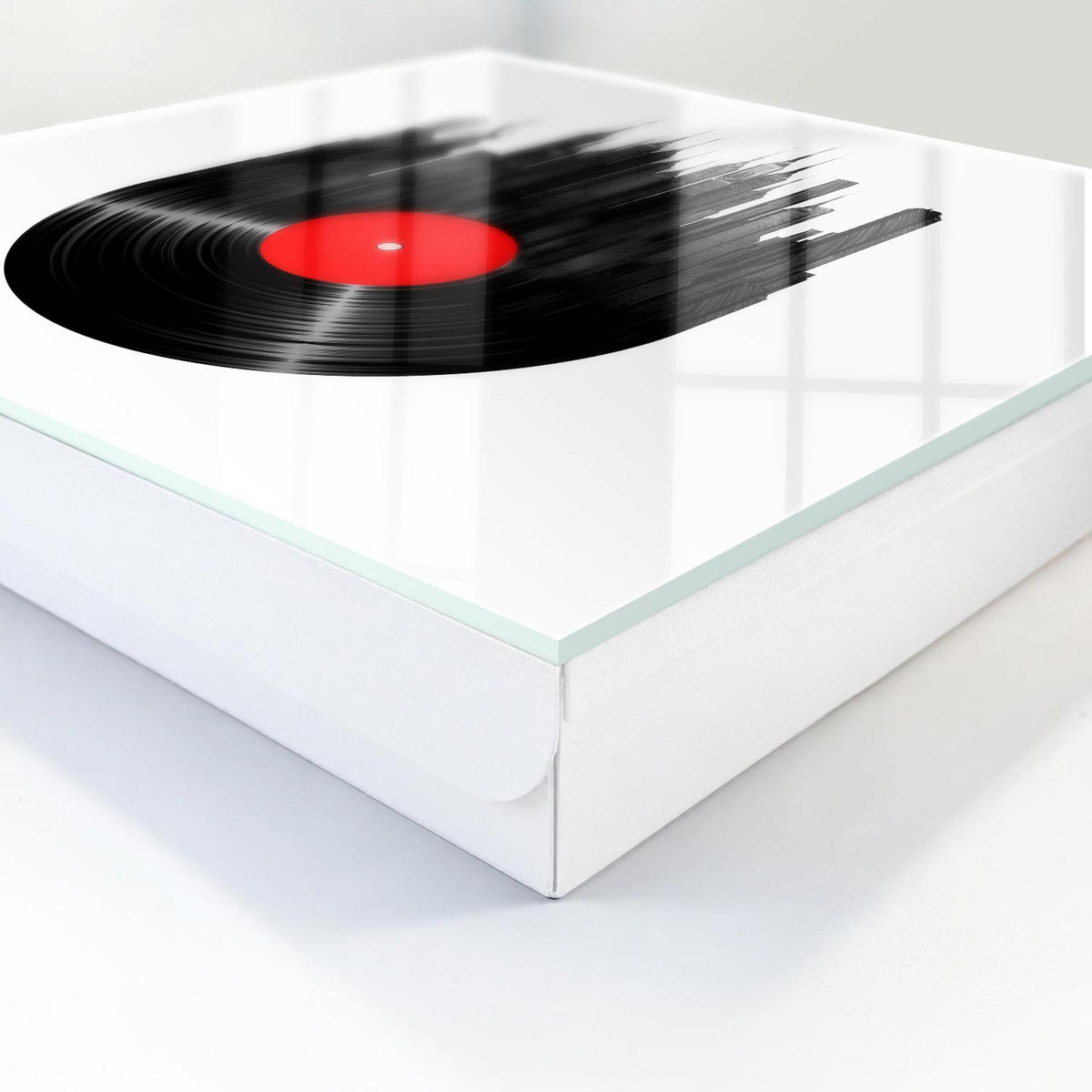 SCHLÜSSELBOX Weiß 30x30 cm – Türöffnung nach rechts - Musik der Stadt - Schwarz, Metall (30/30/5cm) - TULUP