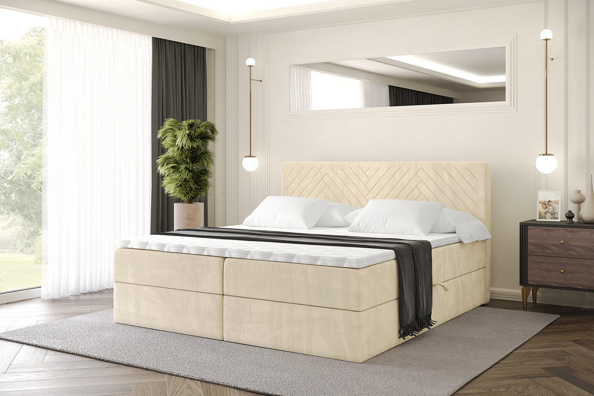 BOXBETT mit Matratze H3 und Lattenrost - VEXA - 120x200 - Beige Monolith - Beige, Holzwerkstoff/Kunststoff (120/200cm) - ALTDECOR