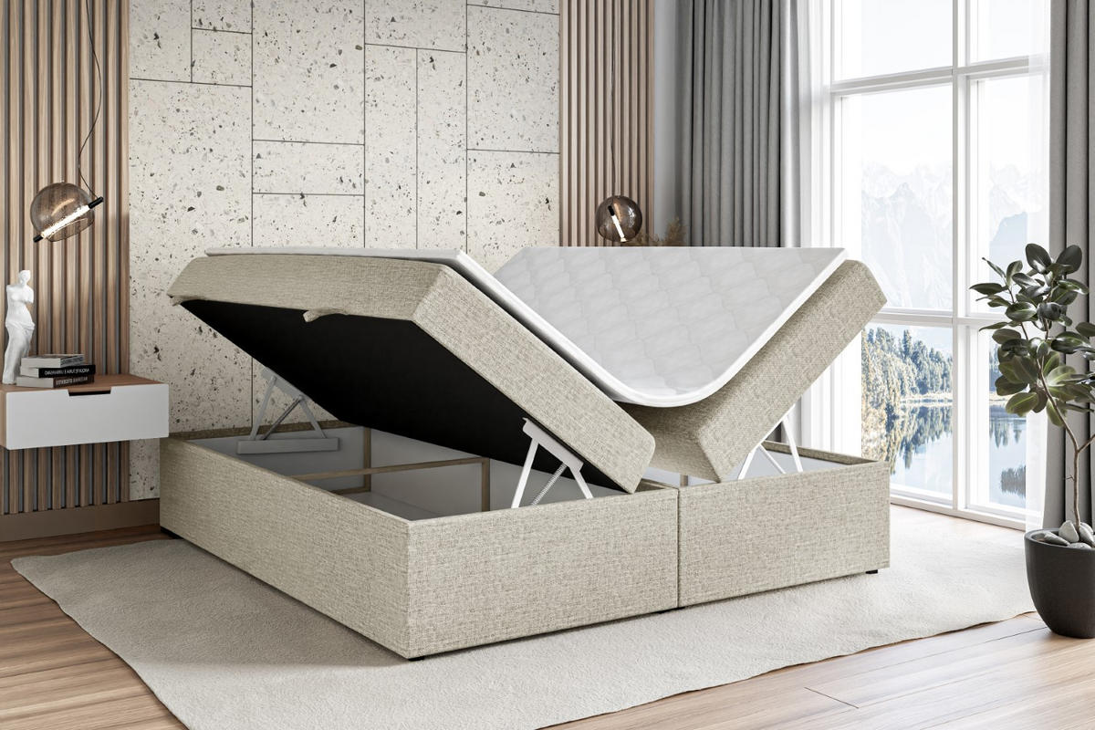 BOXBETT mit H4-Matratze und Lattenrost - MARCE BW - 140x200 Beige - Beige, Holzwerkstoff (140/200cm) - ALTDECOR