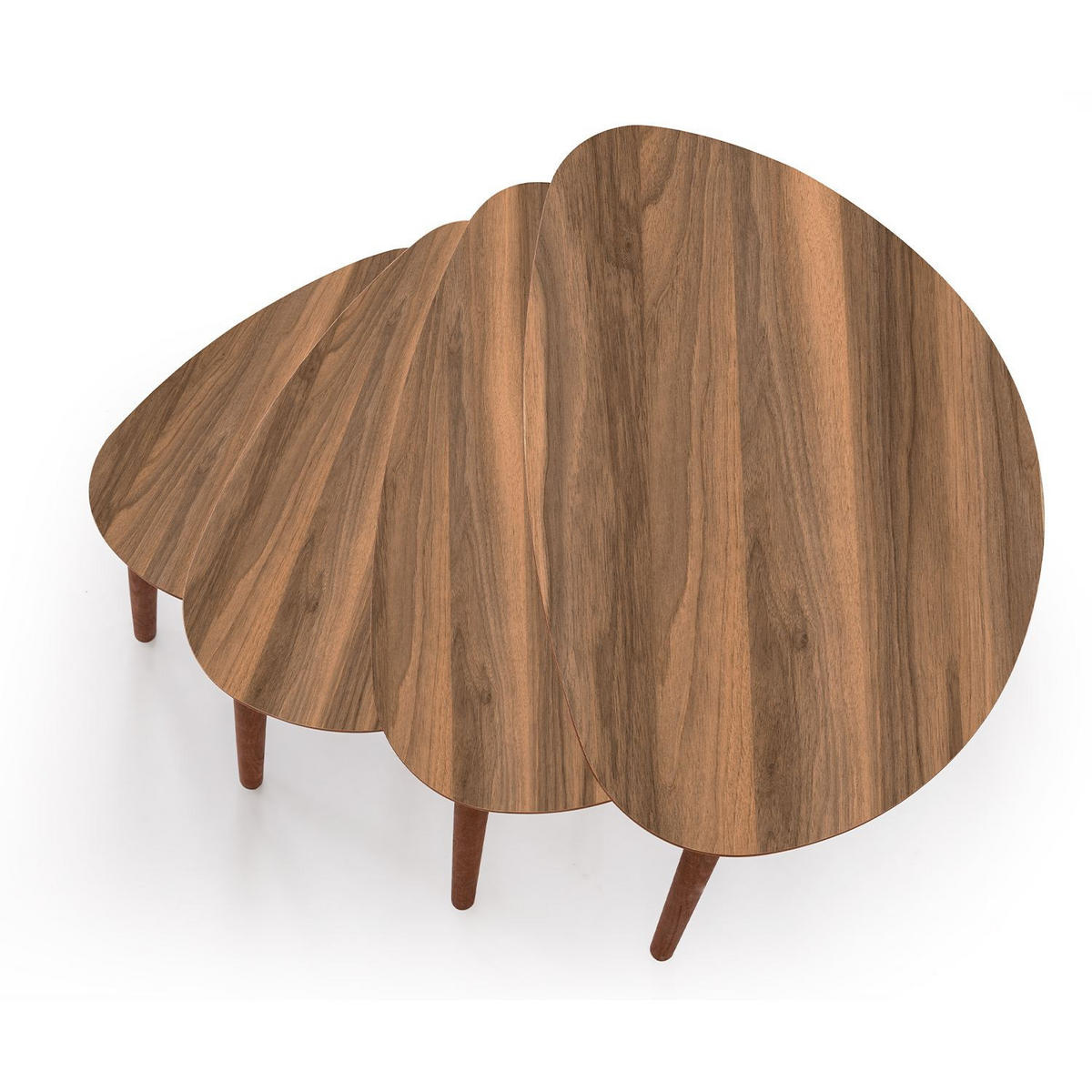SATZTISCH Nora 4-teilig Nussbaum - Nussbaumfarben, Holzwerkstoff (45/68/55cm) - Habitat Garten
