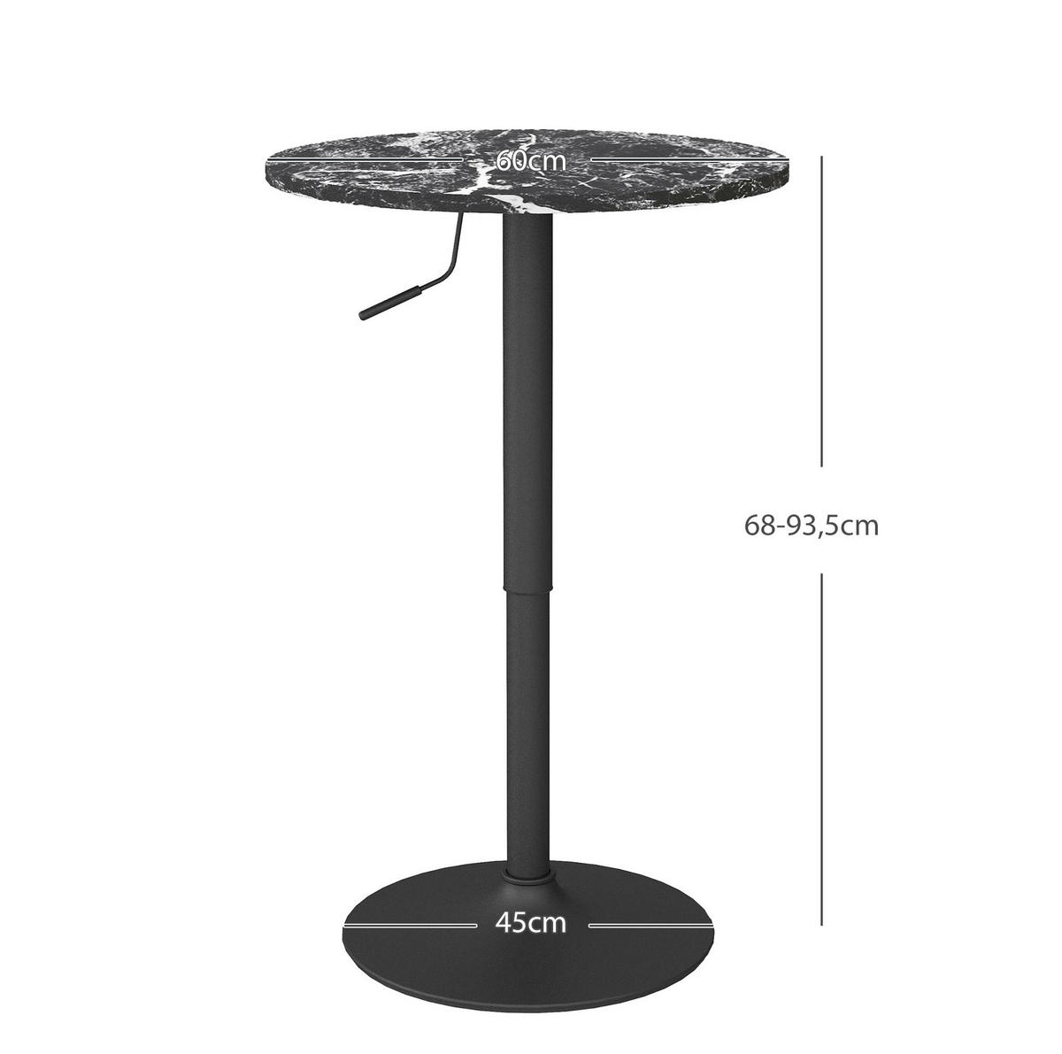 BARSKI stol 60/60/68-93,5 cm crni od šperploče s podesivom visinom - crna, drvni materijal (60/60/93.5cm) - OKWISH