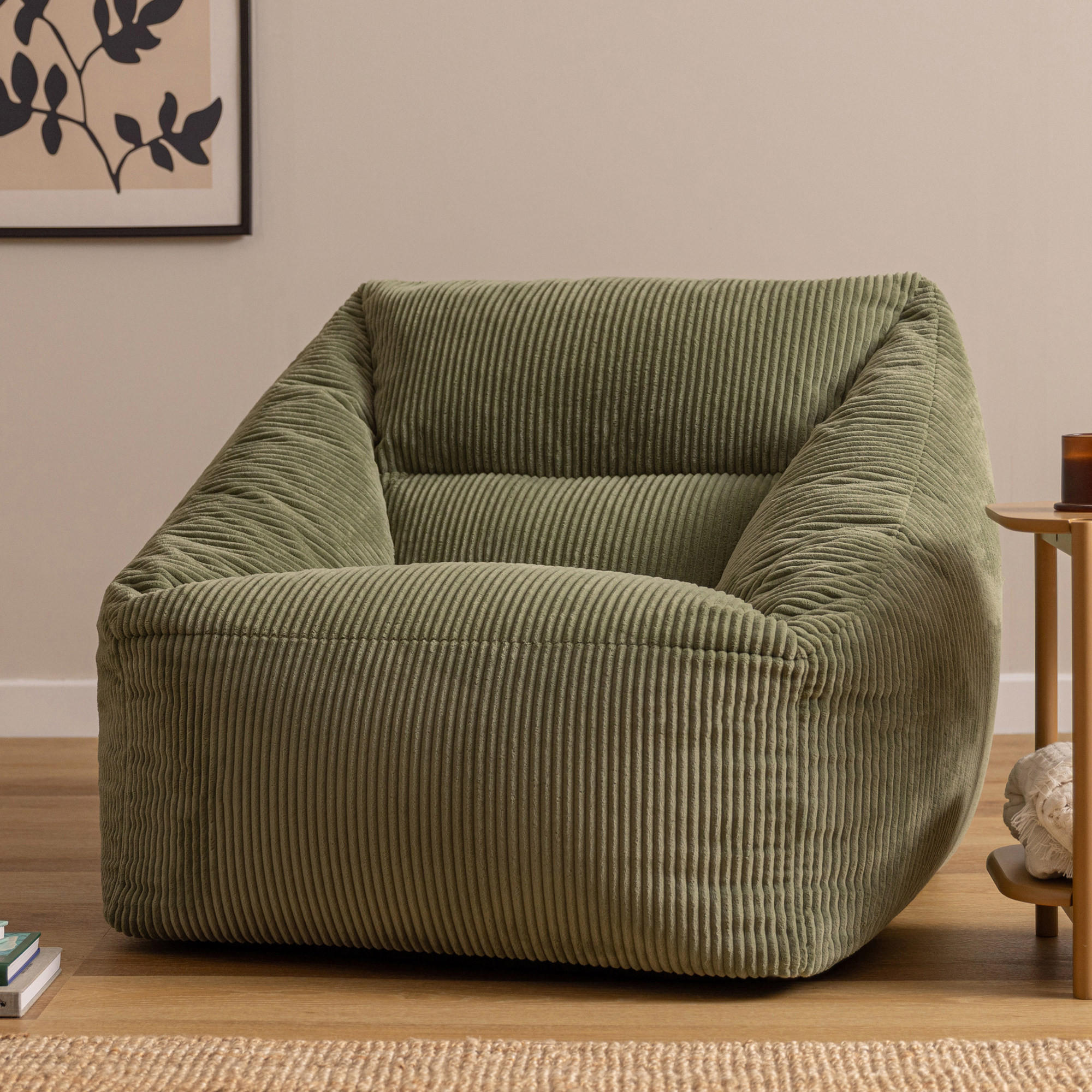SITZSACK Cord Sessel Natalia - Salbeigrün, Textil (97/73/84cm) - icon