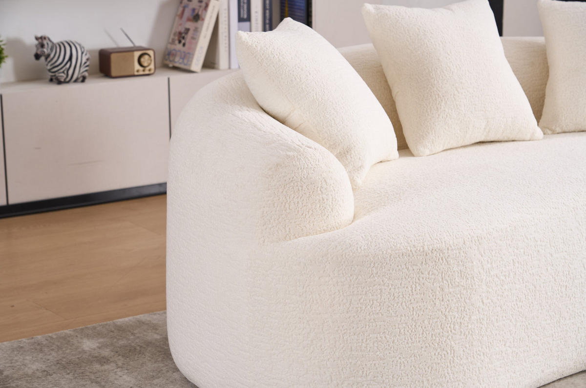 ZWEISITZER-SOFA mit tiefem Sitz Chenille Weiß - Weiß, Kunststoff (153/63/94cm) - Meubliv
