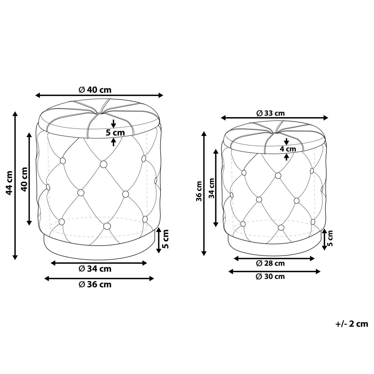 POUF 2er-Set Rosa Pueblo - Pink/Goldfarben, Textil (33/44/33cm) - Beliani