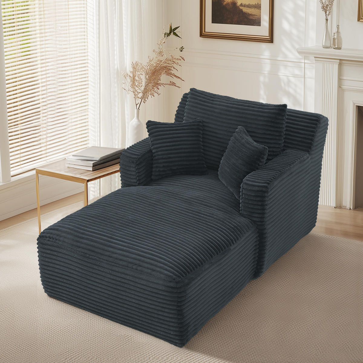 CHAISELONGUE aus Cord Dunkelgrau als Relaxsessel oder Schlafsofa - Dunkelgrau, Kunststoff (100/82/166cm) - Meubliv