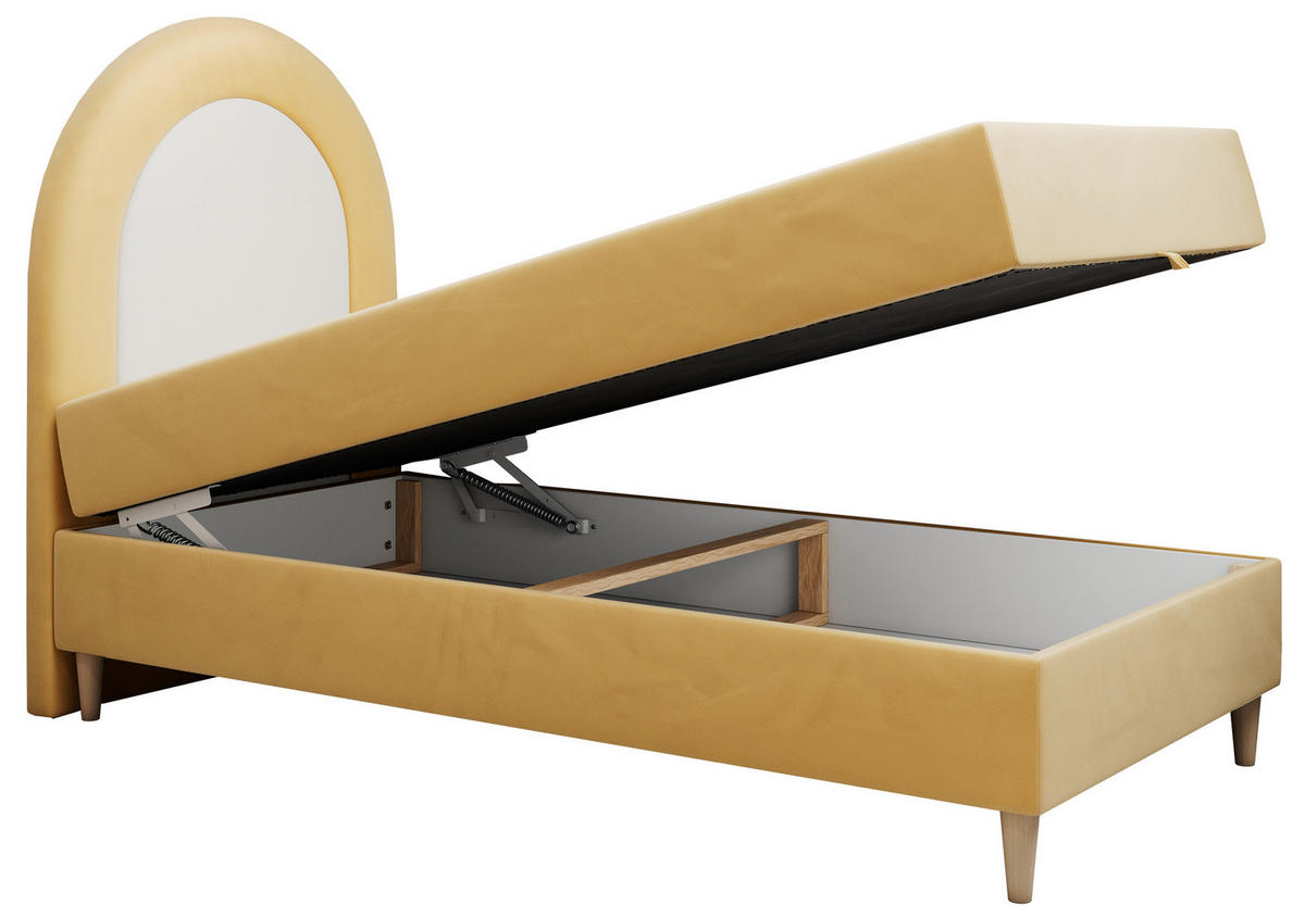 BOXBETT NEST 90/180 Gelb Velvet - H3 - Gelb, Holz/Textil (90/180cm) - MKS