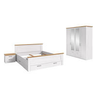 BETTANLAGE mit Kleiderschrank VERONA Bett (180 x 200 cm) in Sibiu Lärche Nachbildung - Lärchefarben, Holzwerkstoff - Homes & Jones