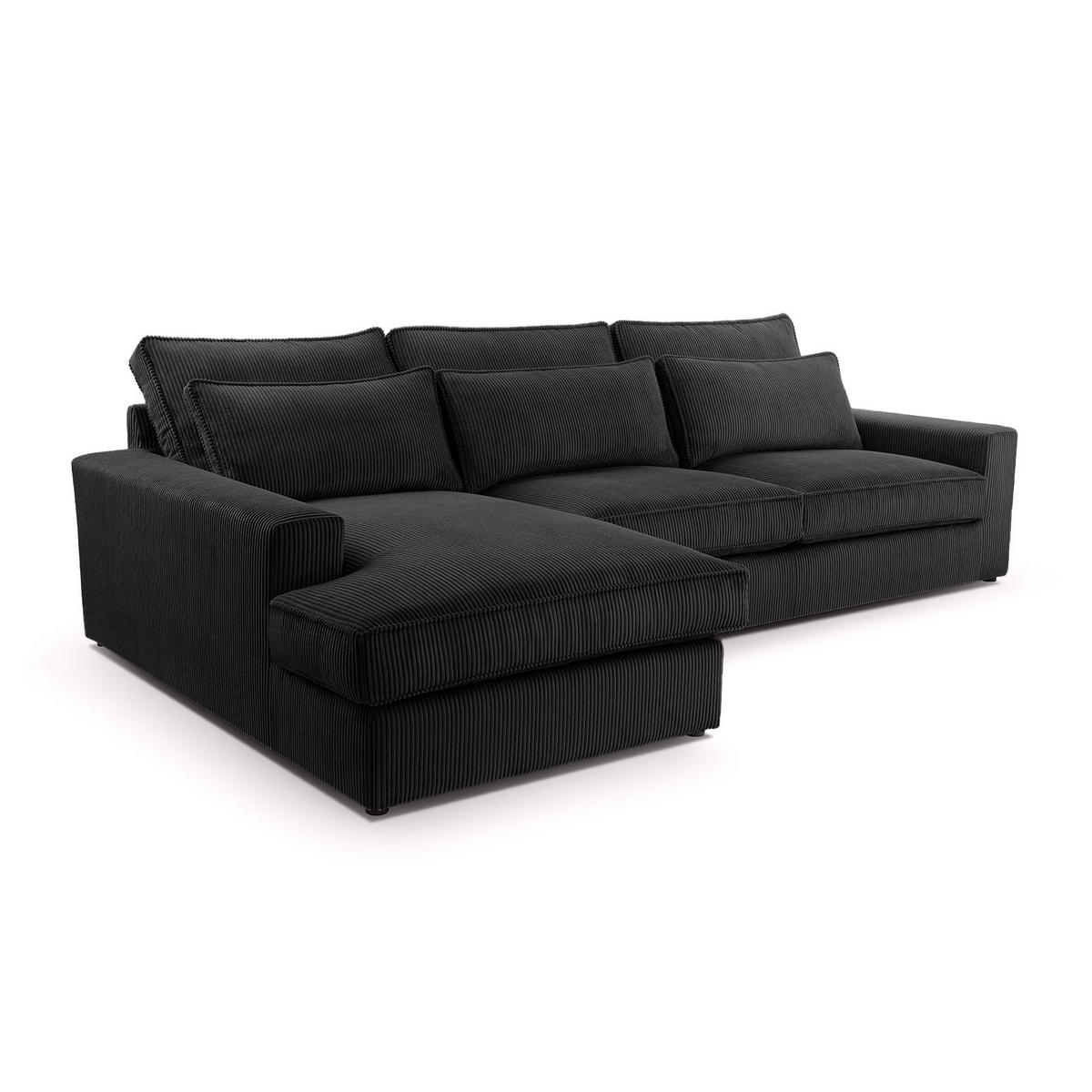 ECKSOFA 4 Sitzer Medan Mini, Schwarz - Schwarz, Textil (276/176cm) - Fedve