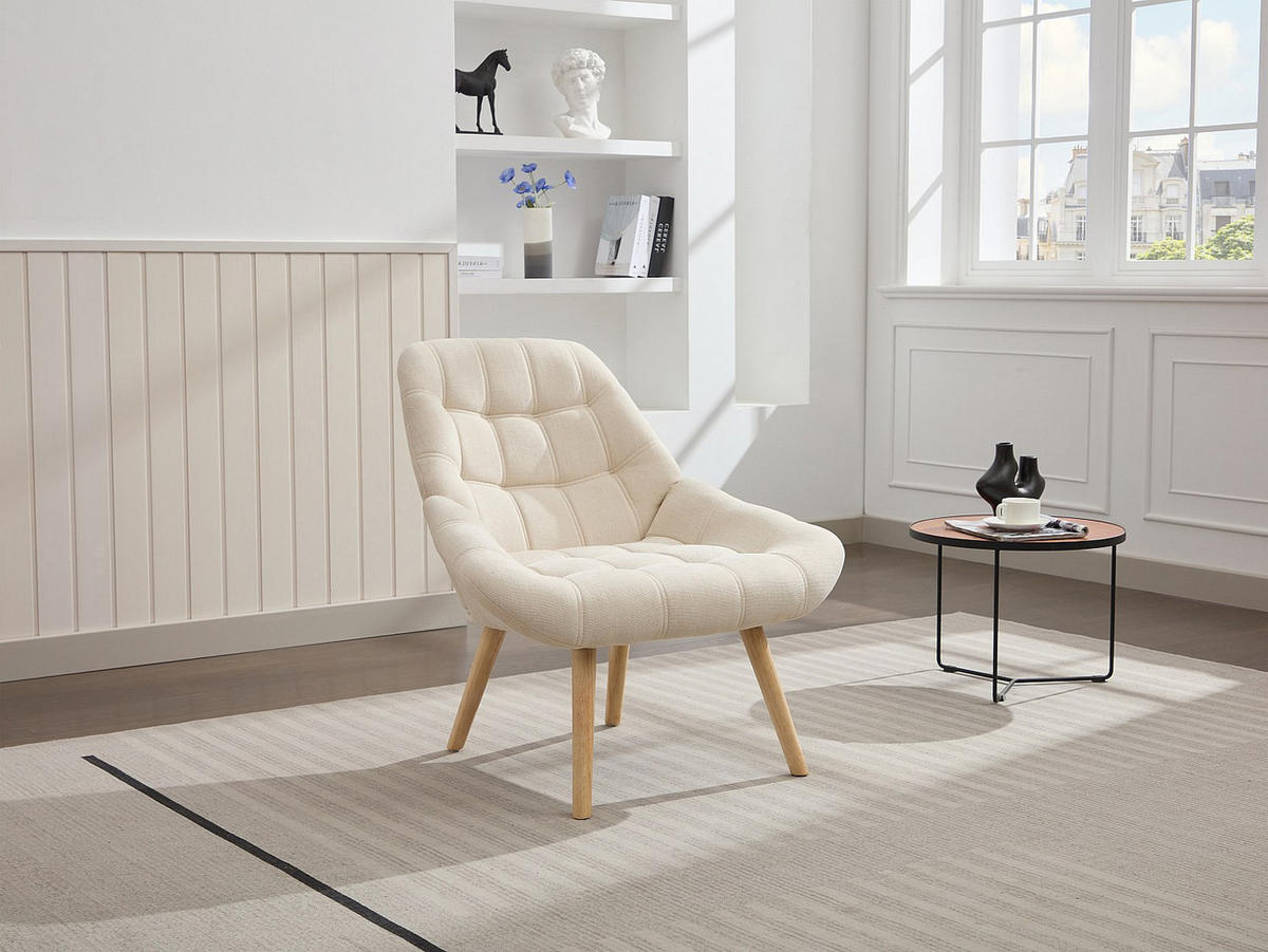 SESSEL - Stoff - Beige - LUOSTO - Beige, Textil (87/83/79cm) - Vente-Unique