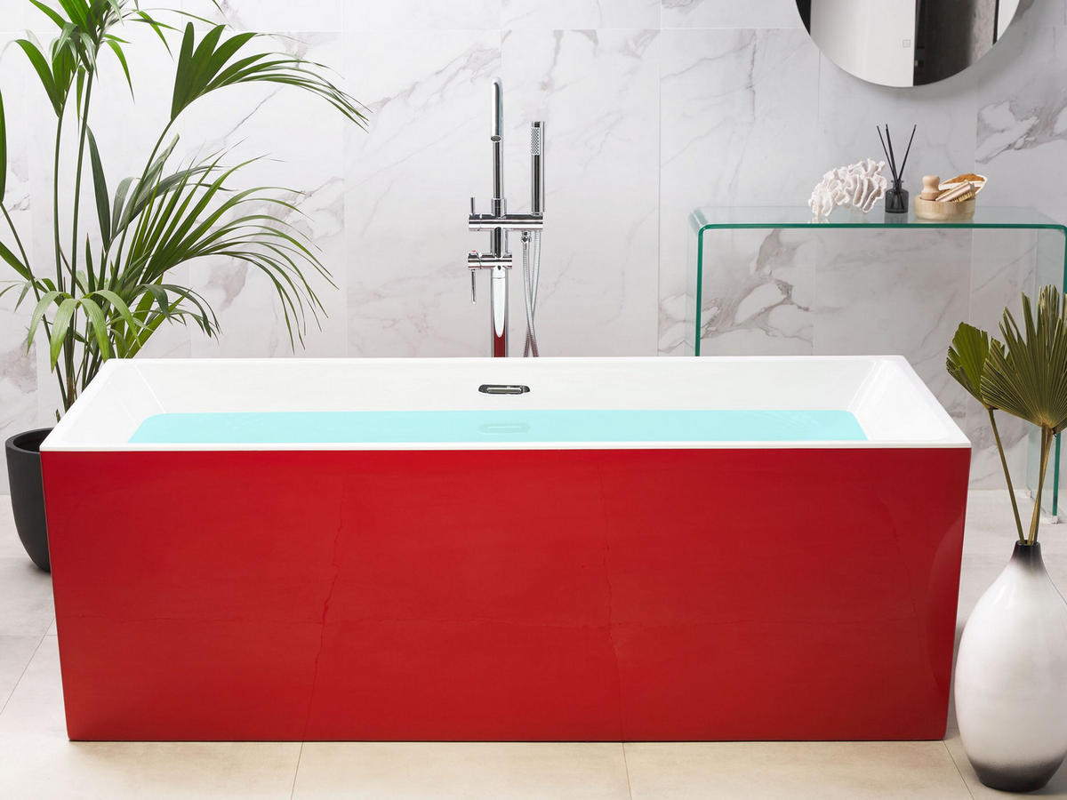 BADEWANNE FREISTEHEND 81x170x60 cm rot Rios - Rot, Kunststoff (81/60/170cm) - Beliani