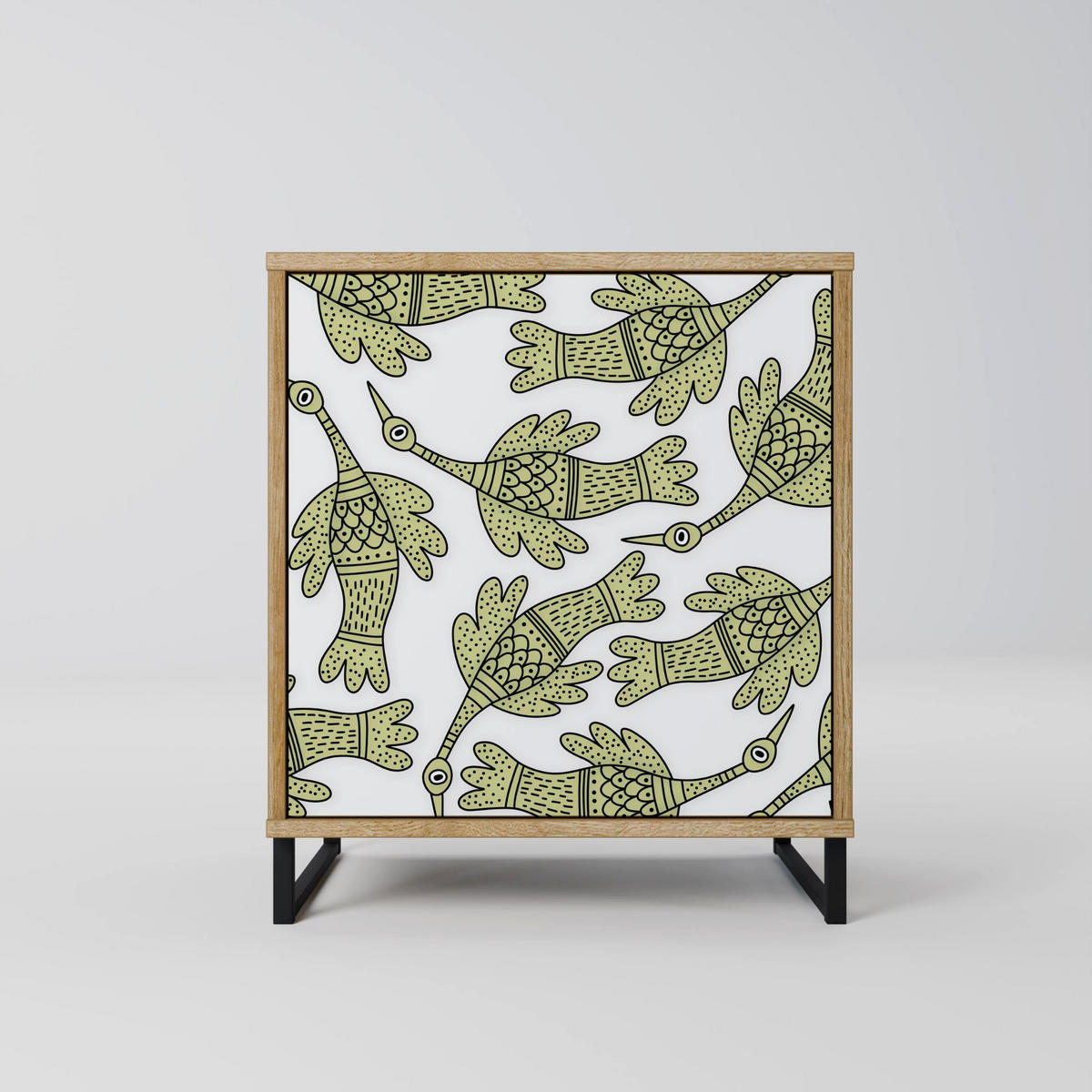 SIDEBOARD SEEDLING SONGBIRD, Eichefarben, 57,5x42x77,5 cm, Schräge Buchenholzfüße - Eichefarben/Buchefarben, Holzwerkstoff/Buchenholz (57.5/77.5/42cm) - SpaceRebels