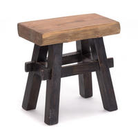 HOCKER VINTAGE 40 Massivholz 04 schwarz-natur - Graubraun, Holz (45/43/27cm) - DESIGN DELIGHTS
