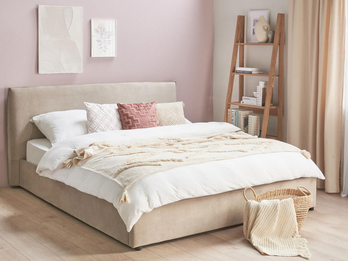 POLSTERBETT 180/200cm Taupe Lavaur - Taupe, Textil (180/200cm) - Beliani