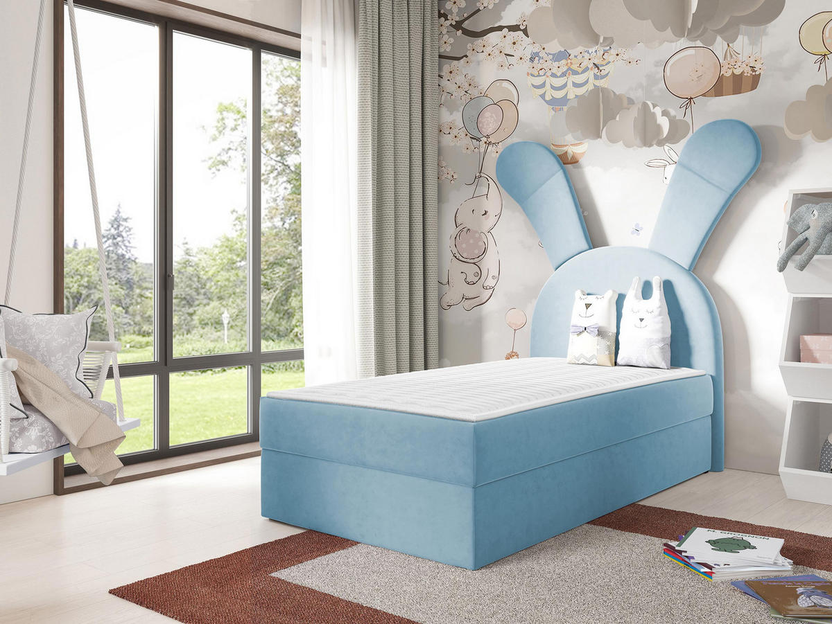 BOXBETT Bunny Light, Seite: Links - Blau/Schwarz, Holz/Textil (100/200cm) - MIRJAN24