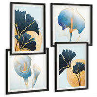 BILDER SET 4er Set - 50x50 cm & 40x60 cm Schwarzer Rahmen - Zitronenweinporträt Kahlo - Schwarz, Kunststoff (50/50cm) - TULUP