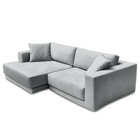 ECKSOFA mit Wechselbezug - Longchair, Webstoff - Hellgrau/Schwarz, Kunststoff/Textil (260/155cm) - home24
