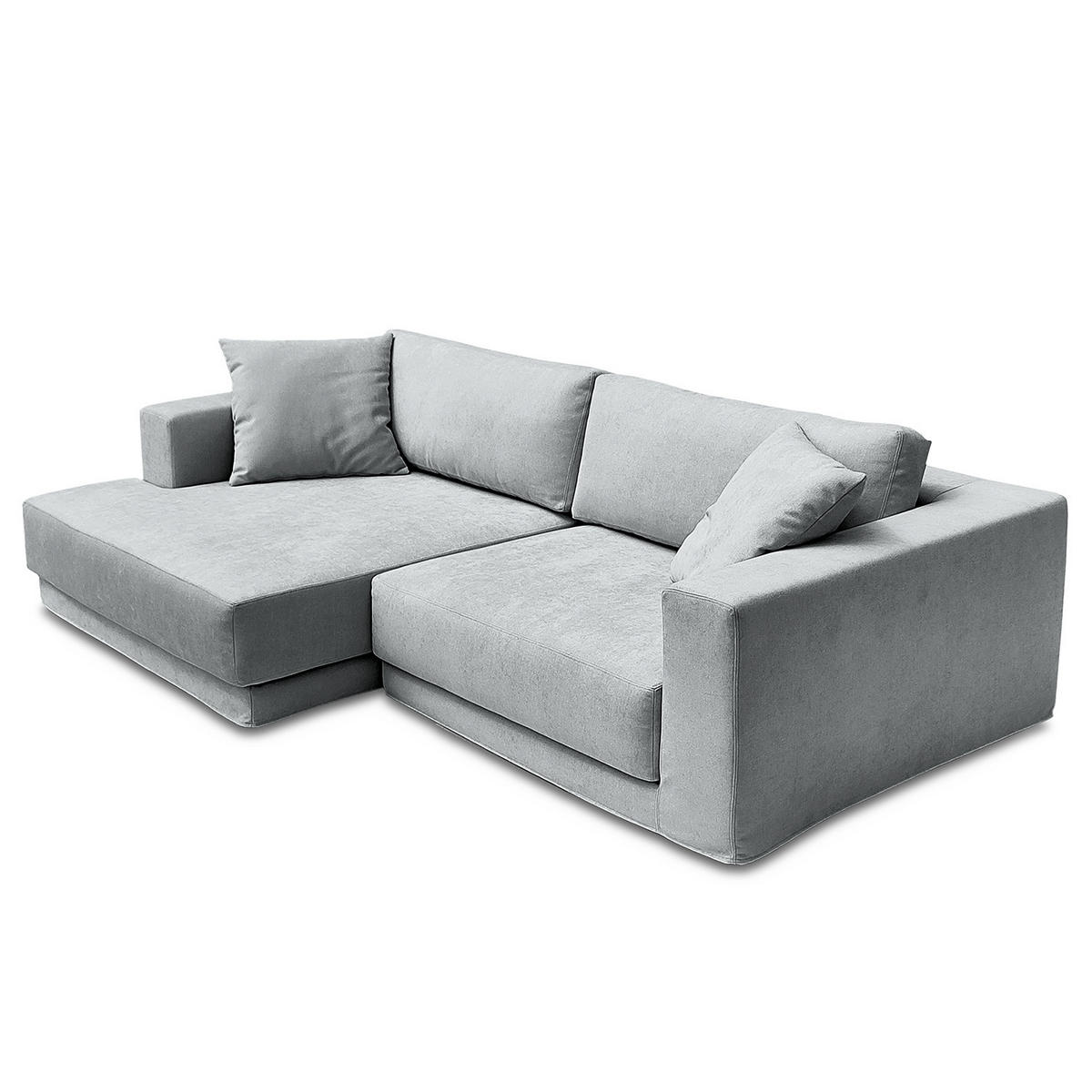 ECKSOFA mit Wechselbezug - Longchair, Webstoff - Hellgrau/Schwarz, Kunststoff/Textil (260/155cm) - home24
