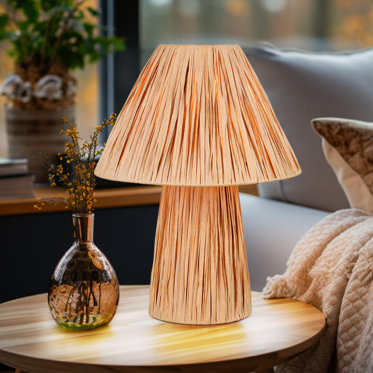 TISCHLEUCHTE Papier Braun naturbelassen - Braun, Papier (24/24/31cm)