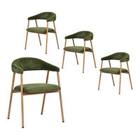 ESSZIMMERSTÜHLE 4er-Set, gepolstert, Chenille, Metallbeine in Holzoptik, Grün - Grün, Textil (61/80.5/59cm) - Meubles Cosy