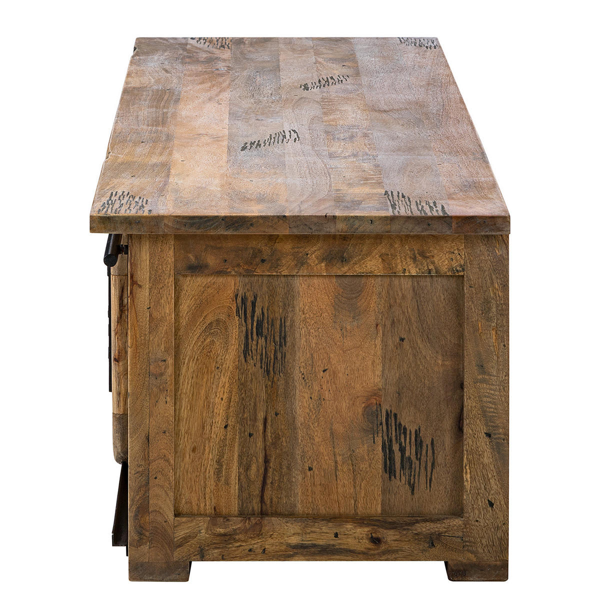 TV-LOWBOARD - Mango massiv / Eisen - Mango / Schwarz - Braun, Holz/Metall (180/50/55cm) - home24