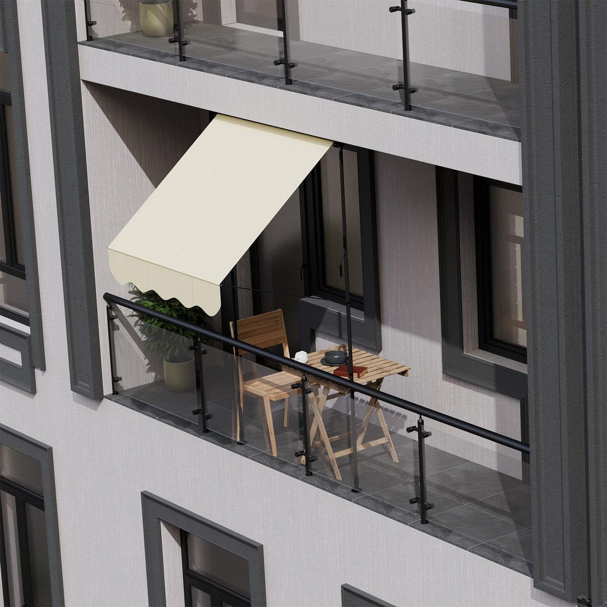 KLEMMMARKISE Kapstadt beige 200x120 cm - Beige, Textil (200/200/120cm) - Juskys