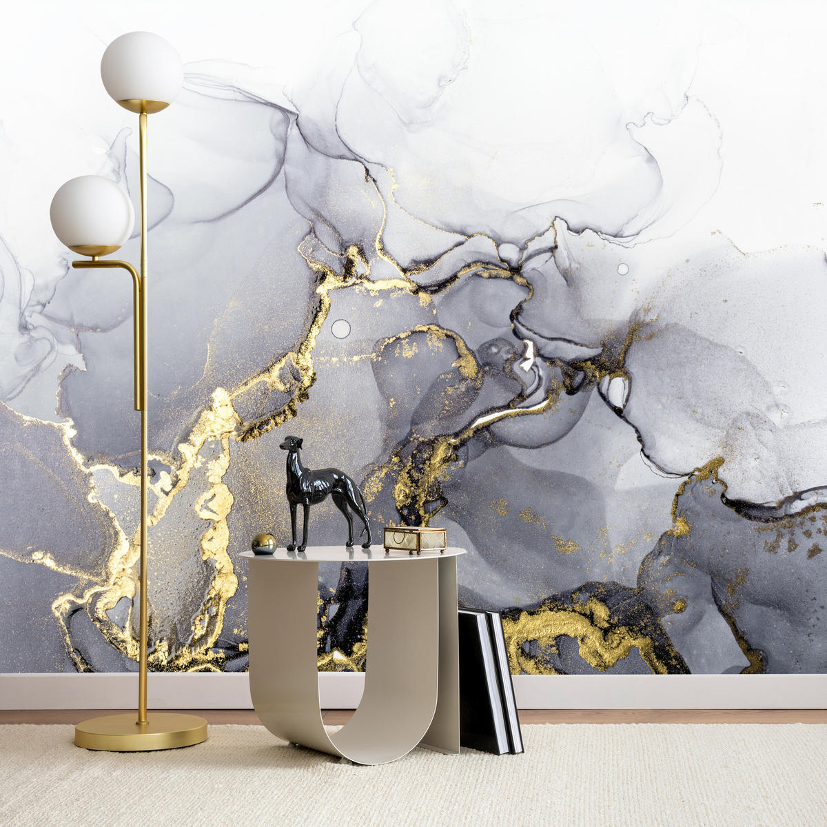 FOTOTAPETE Moderne Abstraktion Marmor Muster 500x350 - Gelb/Weiß, Papier (500/350cm) - Muralo