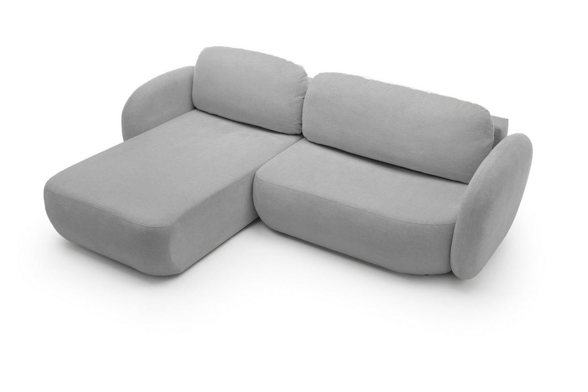 ECKSOFA OLIO L-Form Schlaffunktion mit Bettkasten, lose Rückenkissen, freistehend, LINKS 174x248 cm Silver-coloured - Grau, Holz/Textil (174/248cm) - DomoHome