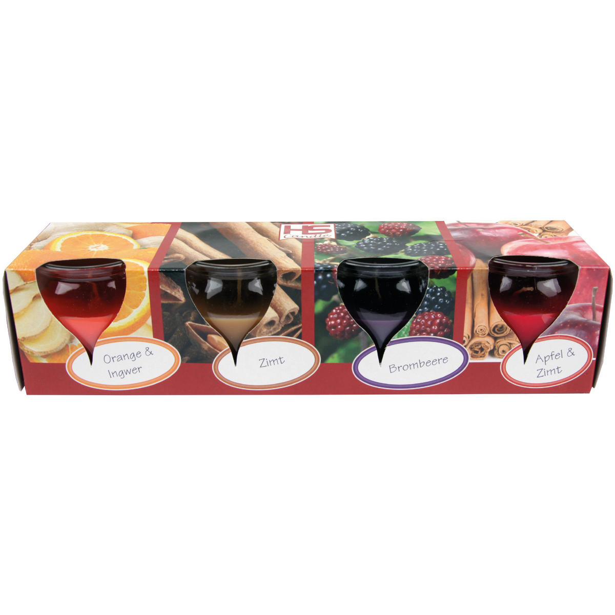 DUFTKERZEN "Selection" - 4 Kerzen im Mix Winter Spice - Multicolor/Orange, Naturmaterialien (5.8/6cm)