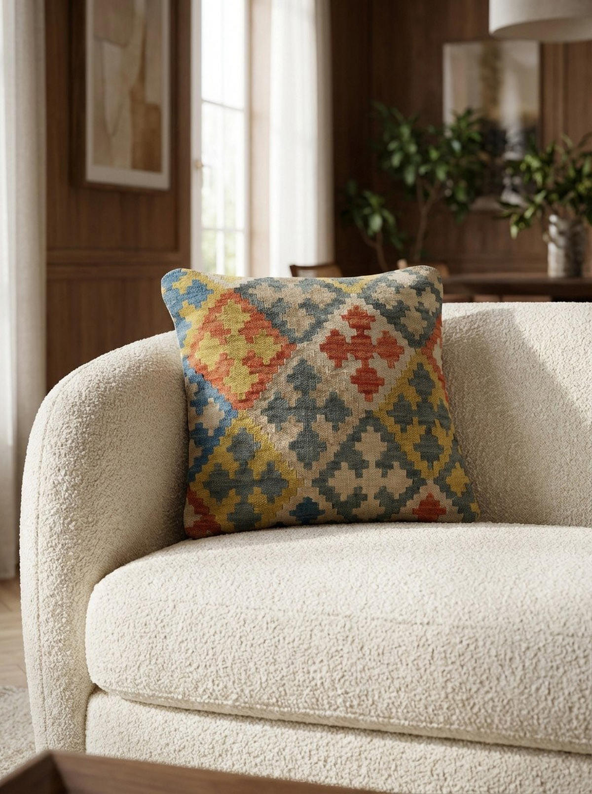 KELIM-KISSEN Mehrfarbig 50/50 cm Schurwolle - Multicolor, Textil (50/50cm) - Looma