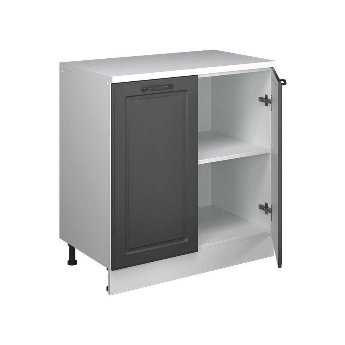 KUHINJSKA OMARA ZA POŠEVNE STREHE R-Line, Antracitna podeželska hiša, 80 cm brez naklona z 2 vrati - bela/antracit, leseni material (80/83.8/46cm) - Vicco