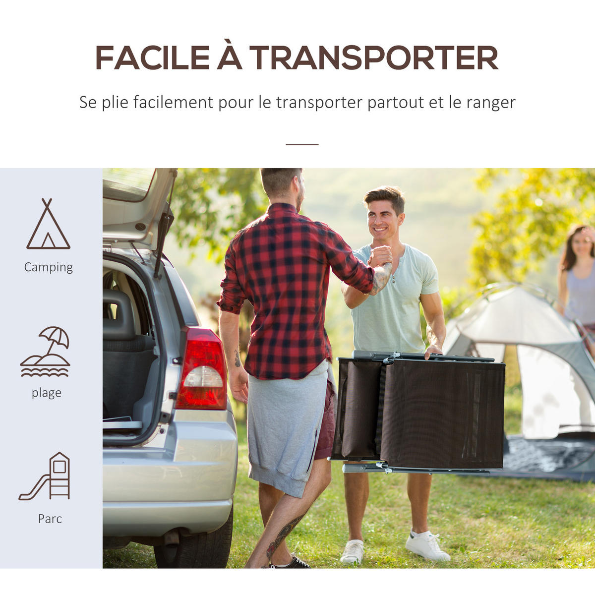 SONNENLIEGE DE-13548 7-fach verstellbar mit Kopfstütze Braun - Braun, Metall (64/100.5/137cm) - ComfortXL