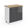 KÜCHENUNTERSCHRANK R-Line Anthrazit Hochglanz 80 cm, AP Eiche - Schwarz Hochglanz/Anthrazit, Holzwerkstoff (80/81.6/60cm) - Vicco