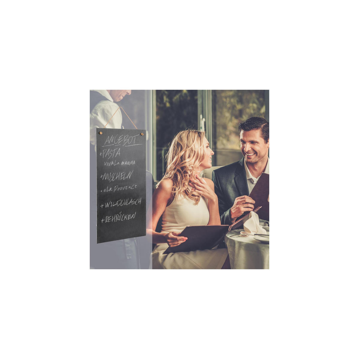 SCHIEFERTAFEL - mit Kreise 60x30 cm - Schwarz, Naturmaterialien (30/0.5/60cm) - Sänger