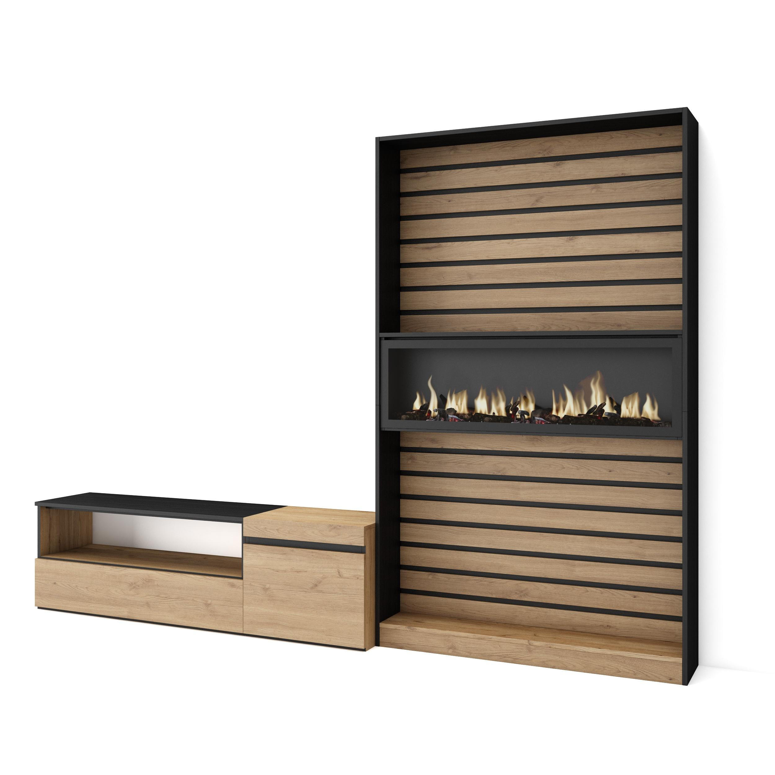 Skraut Home Wohnwand Eiche 260x186x35 cm