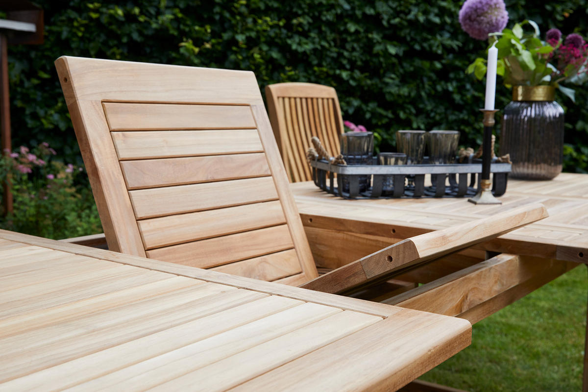 GARTENTISCH Ela 180/230/280x100x75 cm, Teakholz, Natur - Naturfarben, Holz (100/180/75cm) - dasmöbelwerk