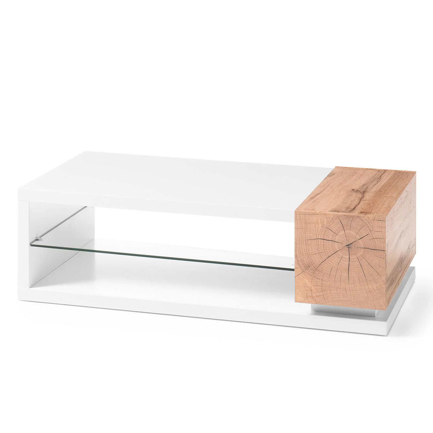 COUCHTISCH - Weiß / Eiche Dekor - Weiß/Braun, Holzwerkstoff (60/120/36cm) - home24
