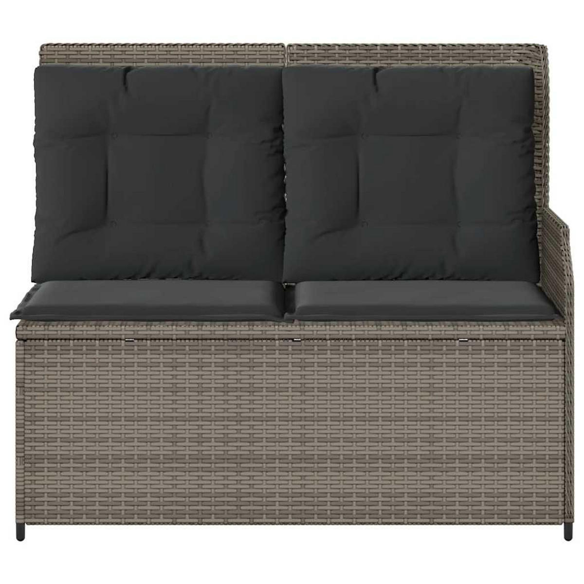 GARTENBANK Verstellbar mit Kissen Grau Poly Rattan - Grau, Kunststoff (95/95/110cm)