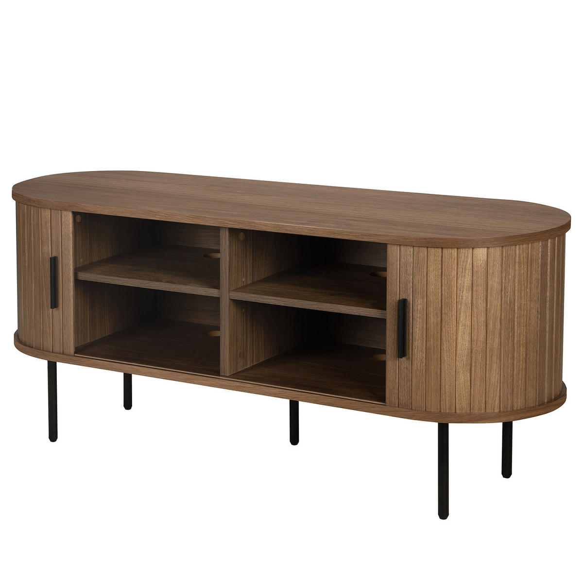 TV-LOWBOARD - MDF / Metall - Eiche - Walnussfarben/Schwarz, Holzwerkstoff/Metall (120/55/40cm) - home24