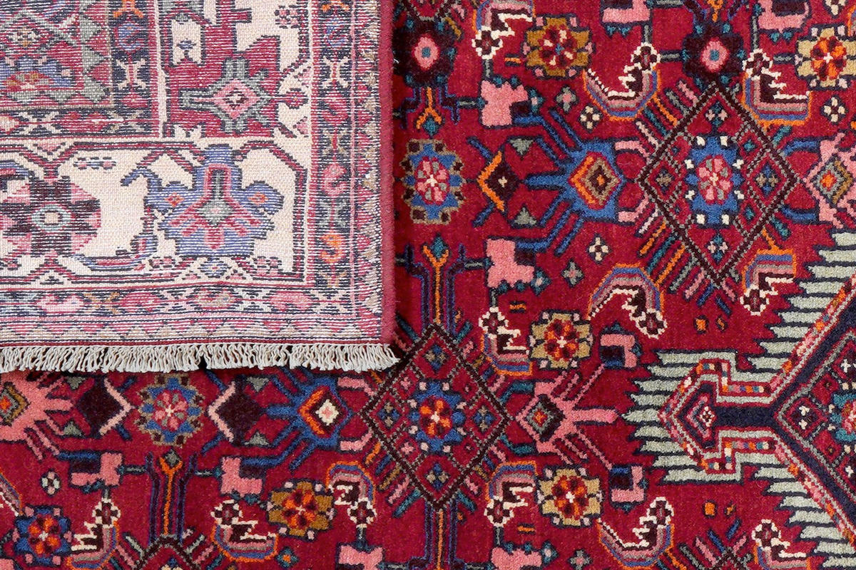ORIENTTEPPICH handgeknüpft Assadabad Rot 245/136 cm Schurwolle - Rot, Textil (136/245cm) - Looma