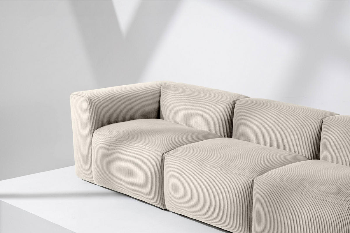 3-SITZER-MODULSOFA BUFFO mit extrem weicher und bequemer Sitzfläche, Kordstoff, cremefarben - Creme, Textil (290/73/96cm) - KONSIMO®
