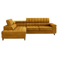 ECKSOFA Nord, Seite: Links - Currygelb/Schwarz, Holz/Textil (264/203cm) - MIRJAN24