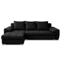 ECKSOFA L Form Manisa Schwarz 234/145/83 cm Links mit Schlaffunktion - Silberfarben/Schwarz, Kunststoff/Textil (145/234cm) - AX Living