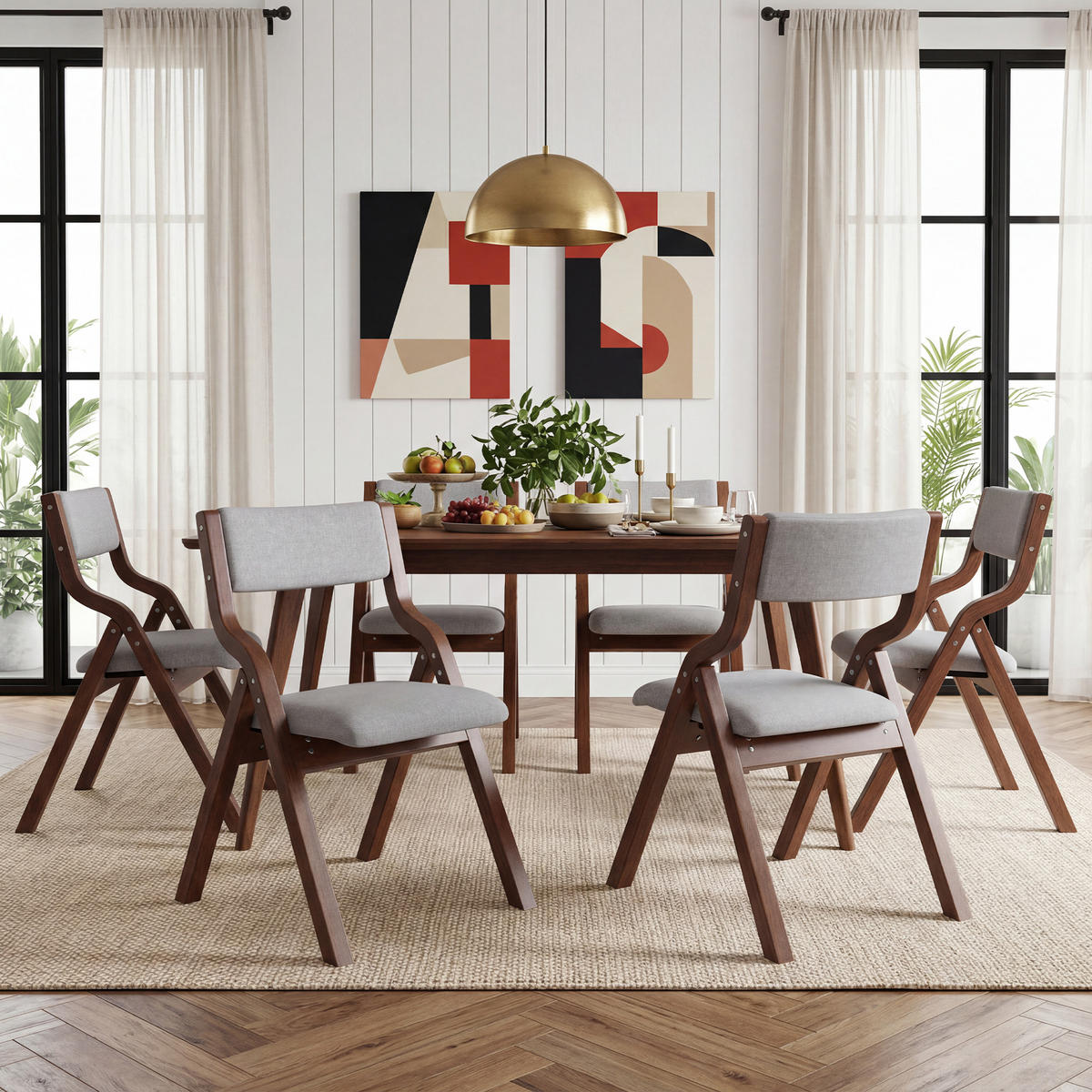 ESSZIMMERSTÜHLE 4er-Set Klappbar Massivholz Leinen Grau - Grau, Holz (55/81/49cm) - FLIEKS