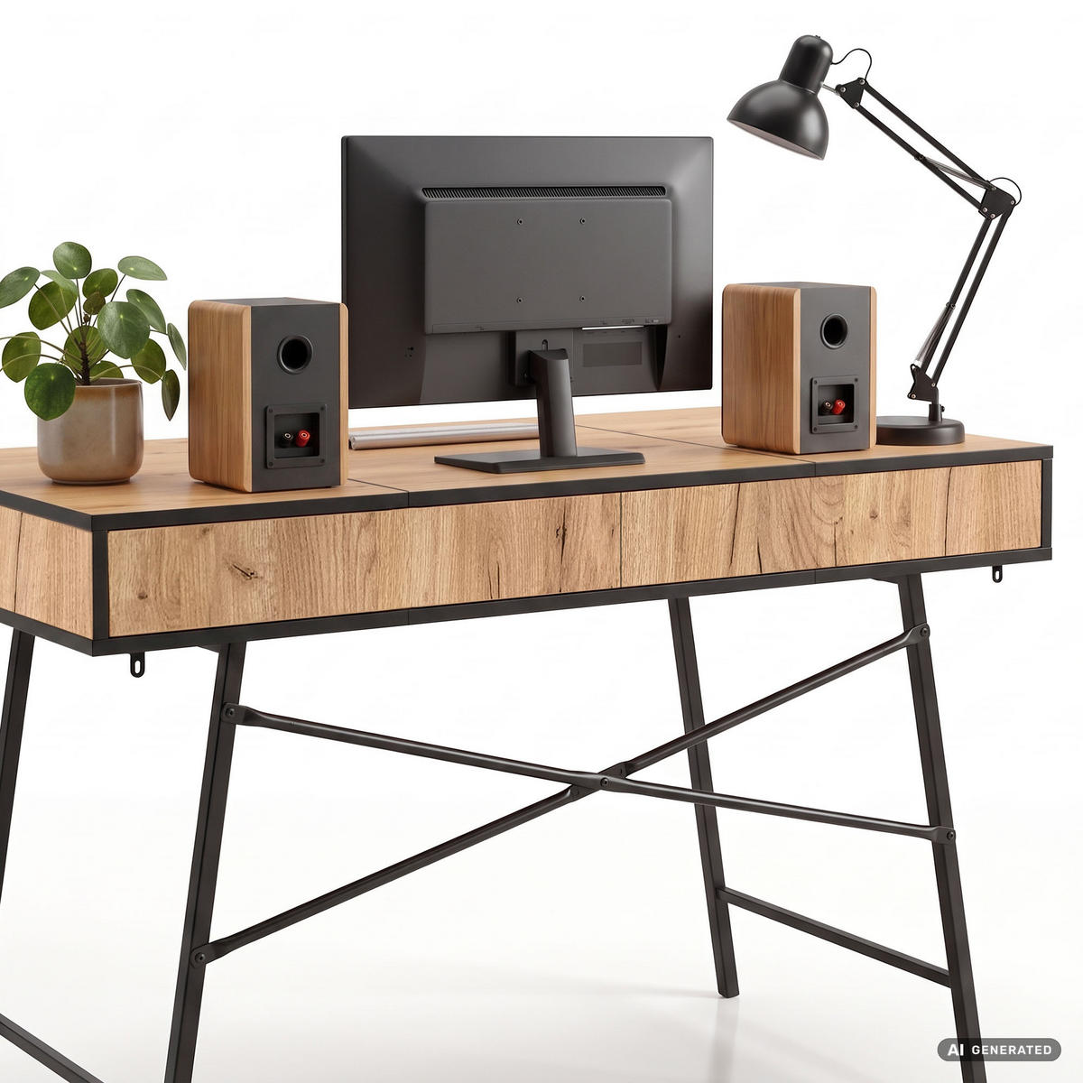 SCHREIBTISCH ARDEN 120 cm Craft Eiche - Eichefarben/Schwarz, Holzwerkstoff (120/50/80.5cm) - Akord