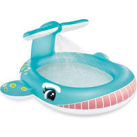 PLANSCHBECKEN Kinder Wal mit Dusche - Blau, Kunststoff (196/196/91cm)