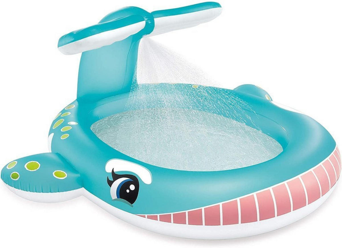 PLANSCHBECKEN Kinder Wal mit Dusche - Blau, Kunststoff (196/196/91cm)